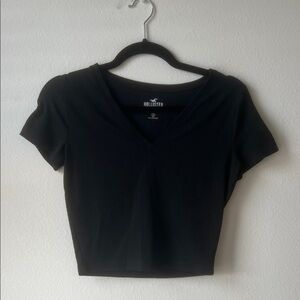 Hollister Women's Black Ribbed Crop Top